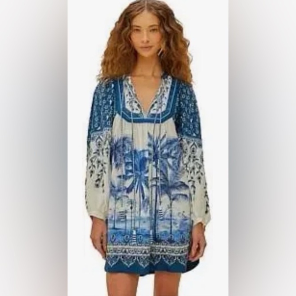 Farm Rio Palm Tree Beach Mini Dress size Large - Picture 3 of 6